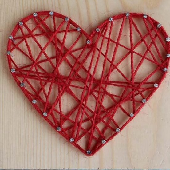 Heart string art tuff tray idea