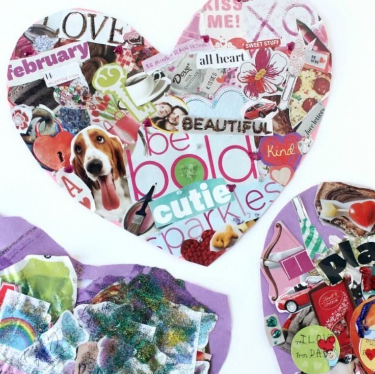 love collage valentine tuff tray idea